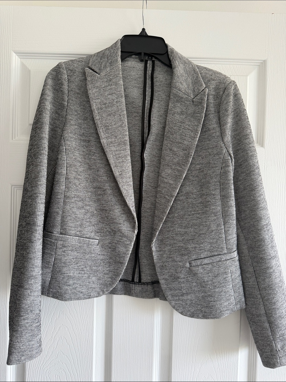 Women's Gray Knit Blazer Jacket